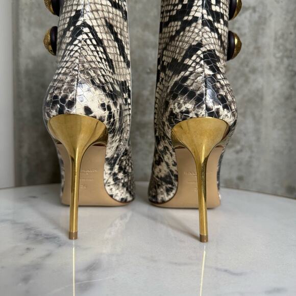 BALMAIN Alma Snake-Effect Leather Ankle Boots - Picture 11 of 17